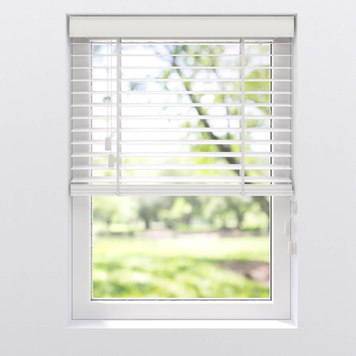 Store Vénitien Bambou Blanc image of Stores Vénitiens made of Material slats: Bamboo • Material head rail: Steel • Material bottom bar: Bamboo • Moisture resistant: slightly moisture resistant • Can be shortened: Is not adviseable